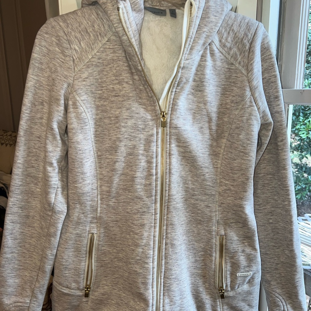 Athleta Heathered Gray Zip-Up Hoodie Jacket